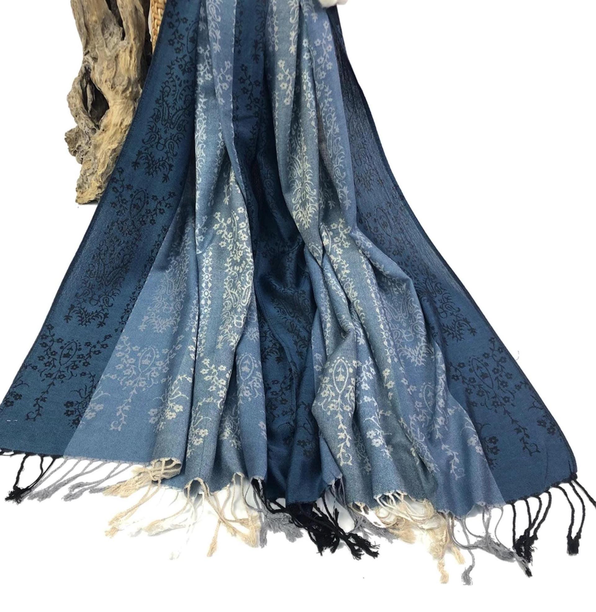 Soft Pashmina Shawl & Scarf for Women, Jacquard Brocade, Shawl, Sarong or Head Wraps