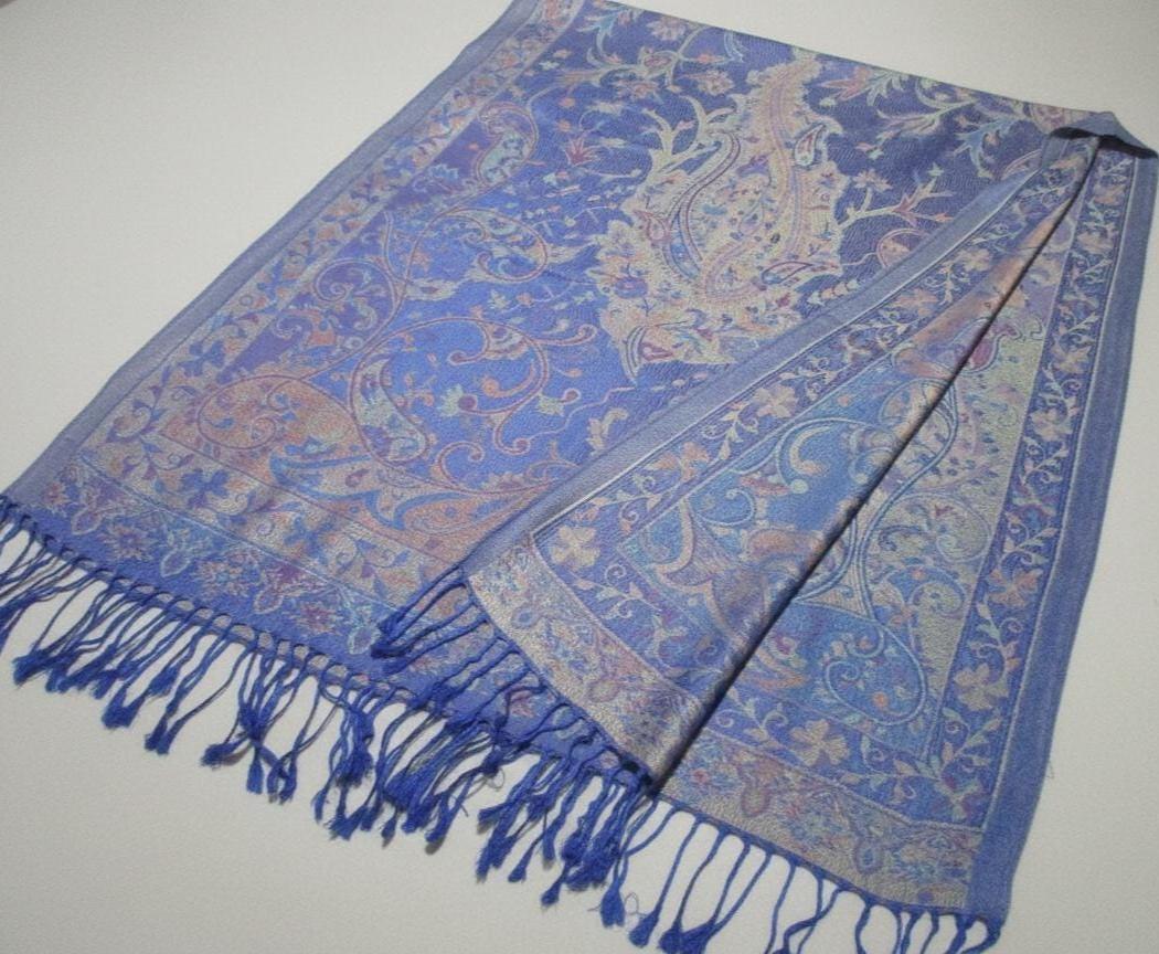 Reversible Soft Pashmina Shawl & Scarf for Women, Jacquard Brocade, Shawl, Sarong or Head Wraps
