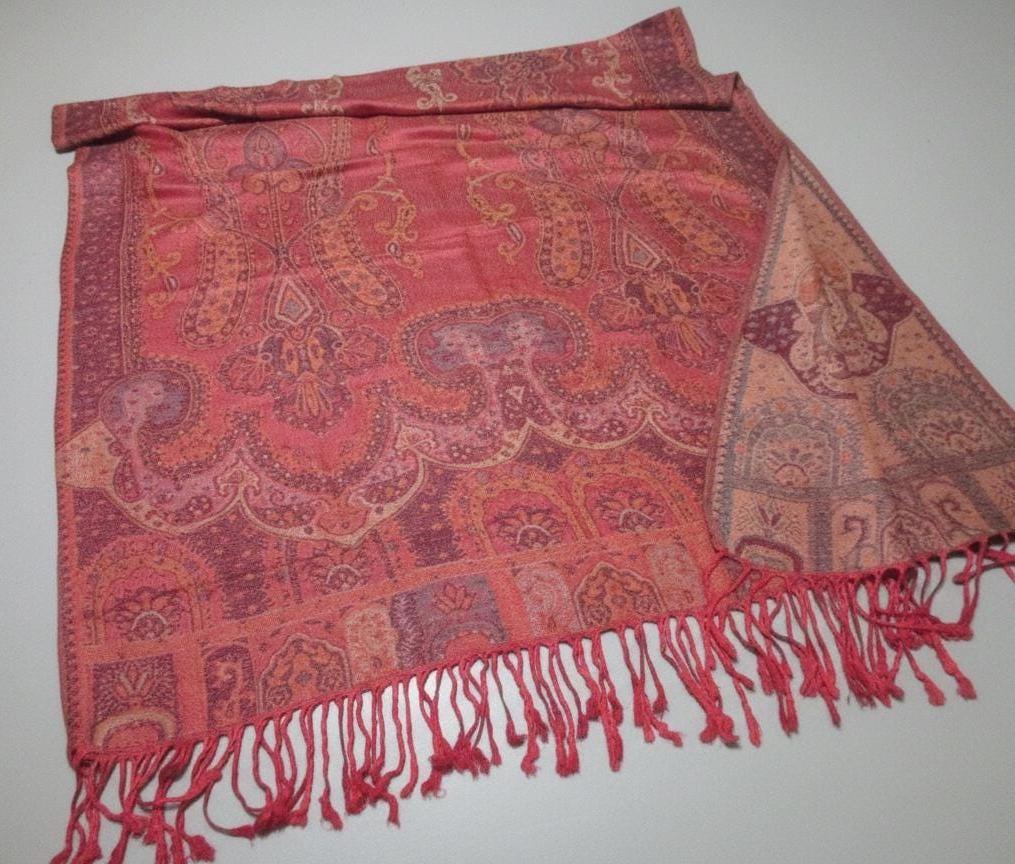 Reversible Soft Pashmina Shawl & Scarf for Women, Jacquard Brocade, Shawl, Sarong or Head Wraps