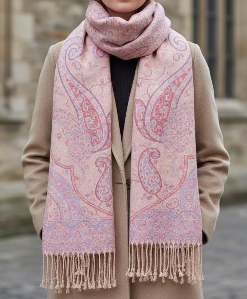 Soft Pashmina Shawl & Scarf for Women, Jacquard Brocade, Shawl, Sarong or Head Wraps