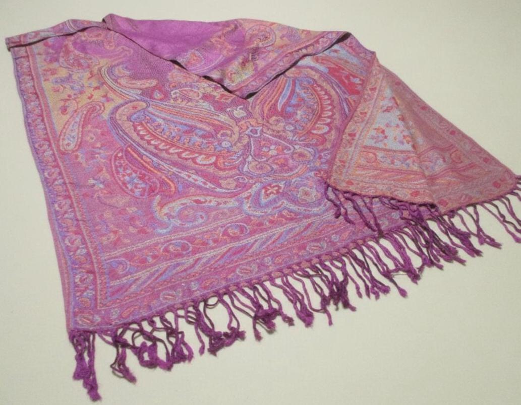 Reversible Soft Pashmina Shawl & Scarf for Women, Jacquard Brocade, Shawl, Sarong or Head Wraps