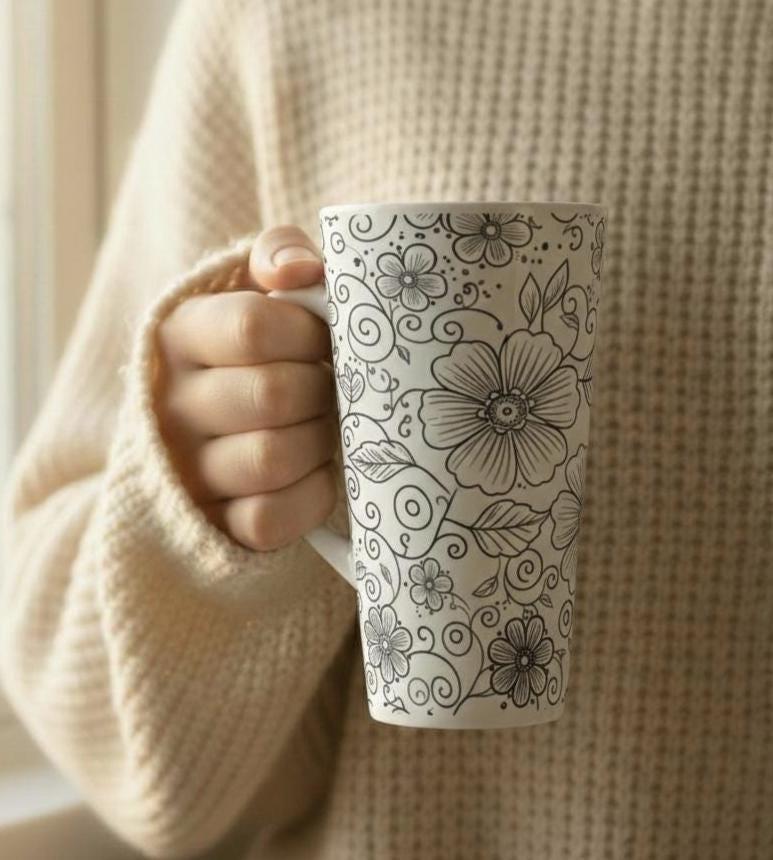 Latte 17oz Ceramic Mug - Coffee or Tea Cup, Extra Tall