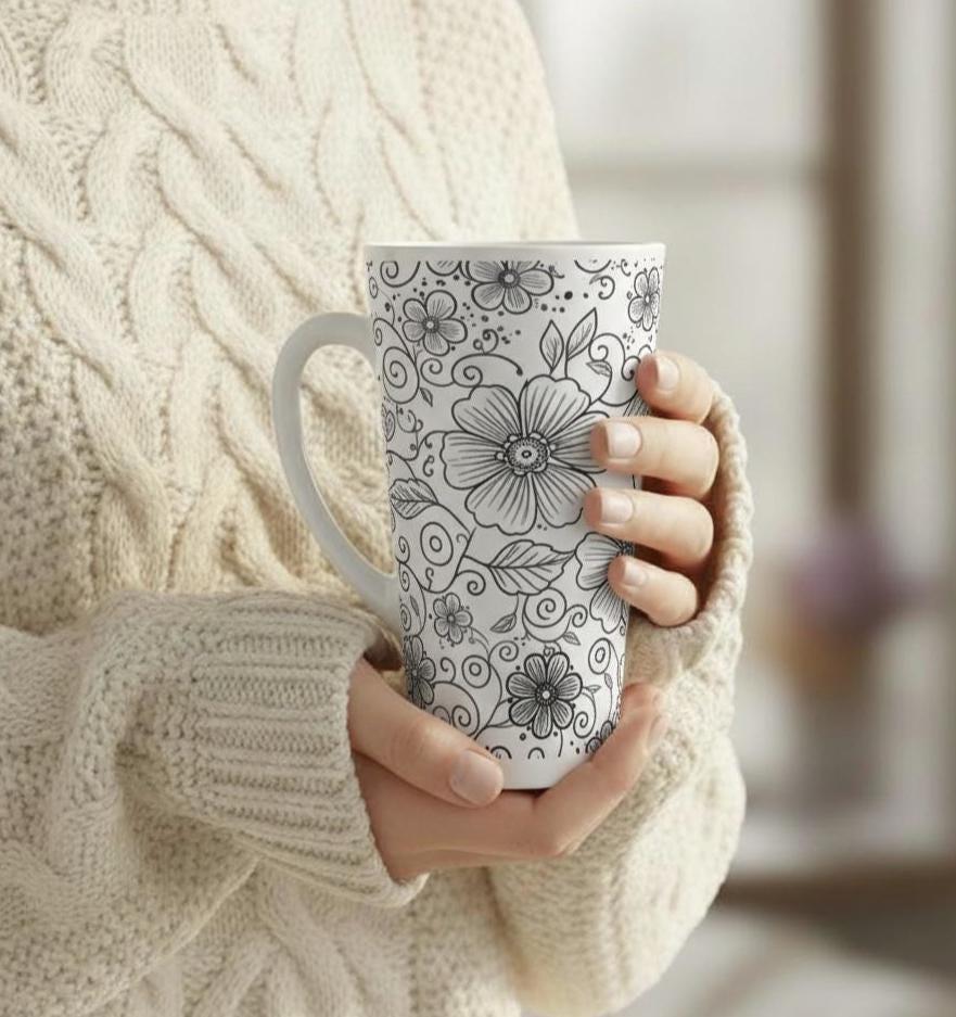 Latte 17oz Ceramic Mug - Coffee or Tea Cup, Extra Tall