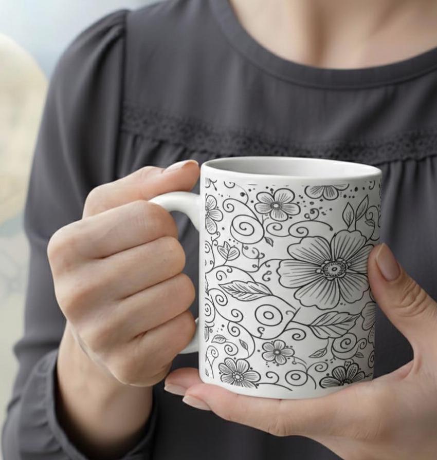 Floral Cups -  Large and Small Ceramic Mugs