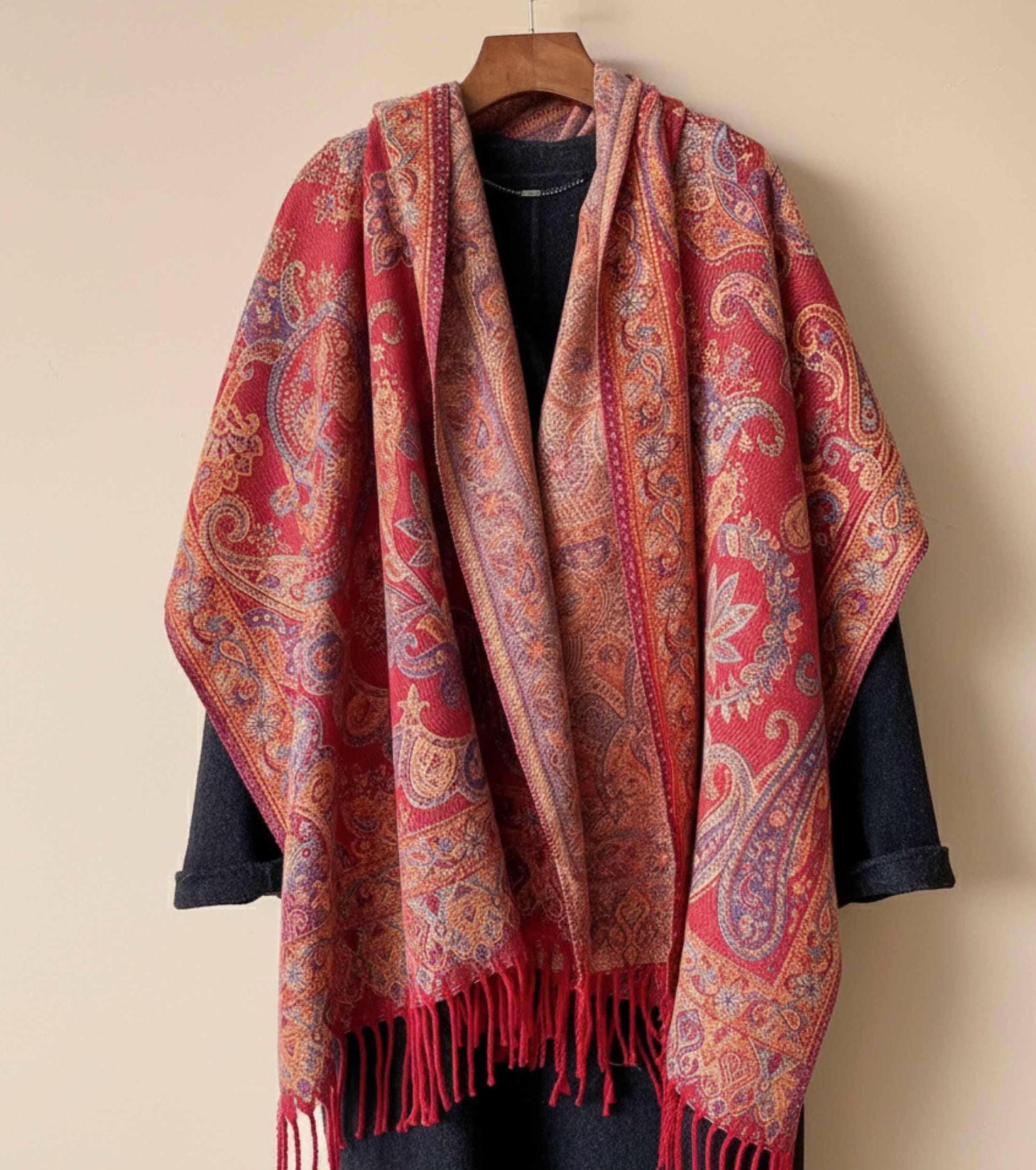 Reversible Soft Pashmina Shawl & Scarf for Women, Jacquard Brocade, Shawl, Sarong or Head Wraps