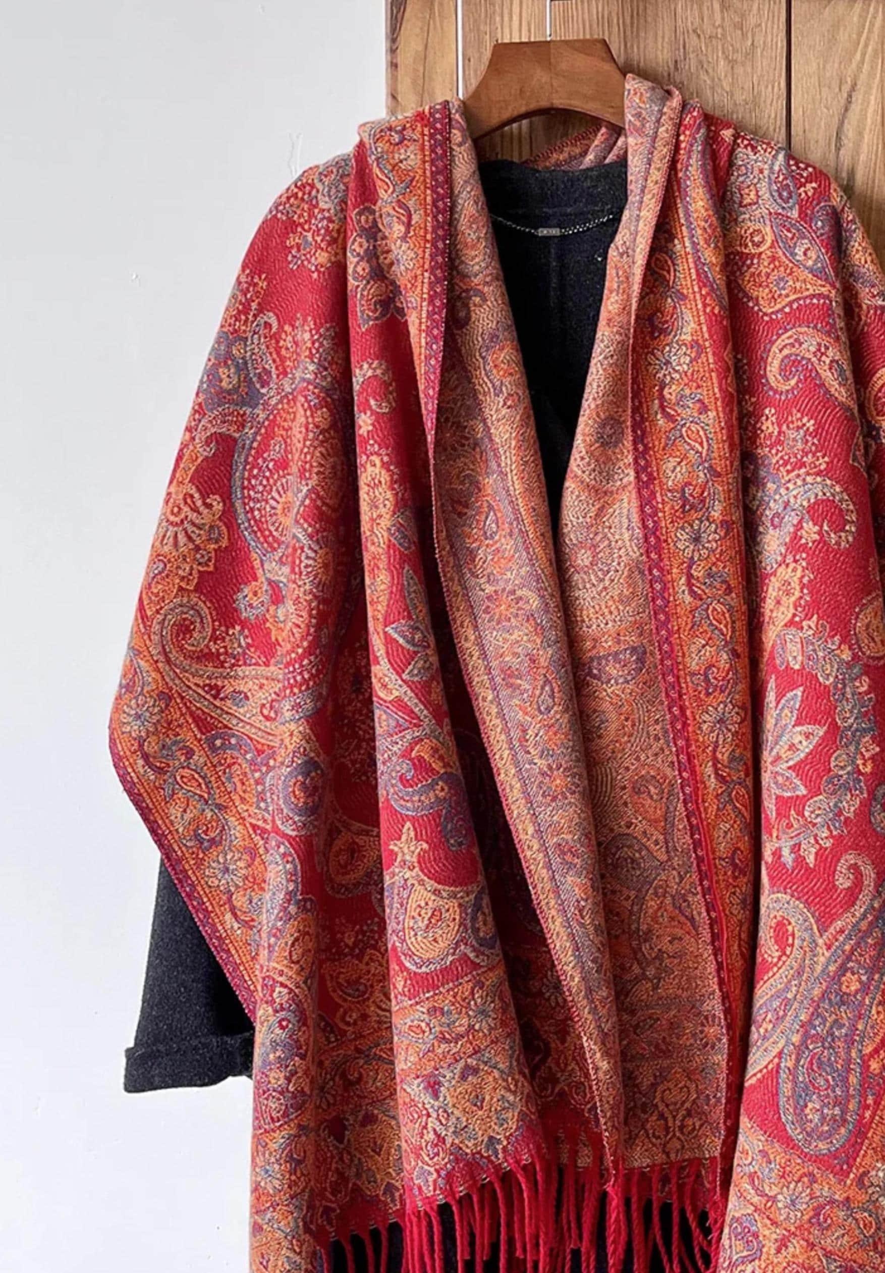Reversible Soft Pashmina Shawl & Scarf for Women, Jacquard Brocade, Shawl, Sarong or Head Wraps