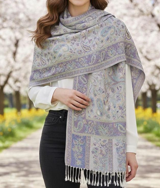 Soft Pashmina Shawl & Scarf for Women, Jacquard Brocade, Shawl, Sarong or Head Wraps