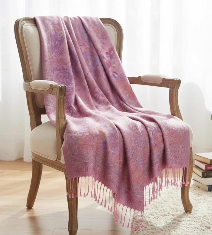 Reversible Soft Pashmina Shawl & Scarf for Women, Jacquard Brocade, Shawl, Sarong or Head Wraps