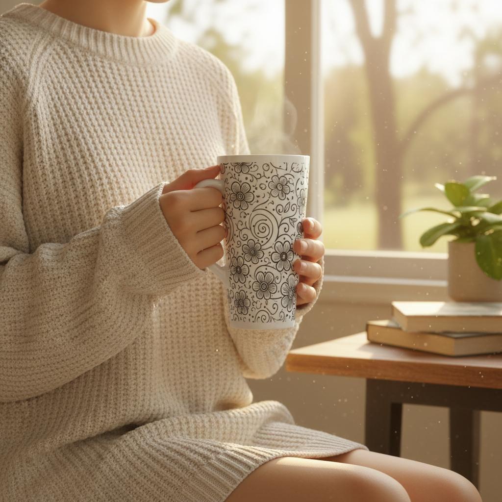 Latte 17oz Ceramic Mug - Coffee or Tea Cup, Extra Tall