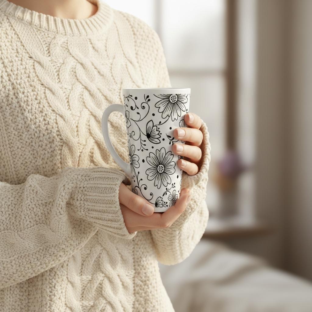 Latte 17oz Ceramic Mug - Coffee or Tea Cup, Extra Tall