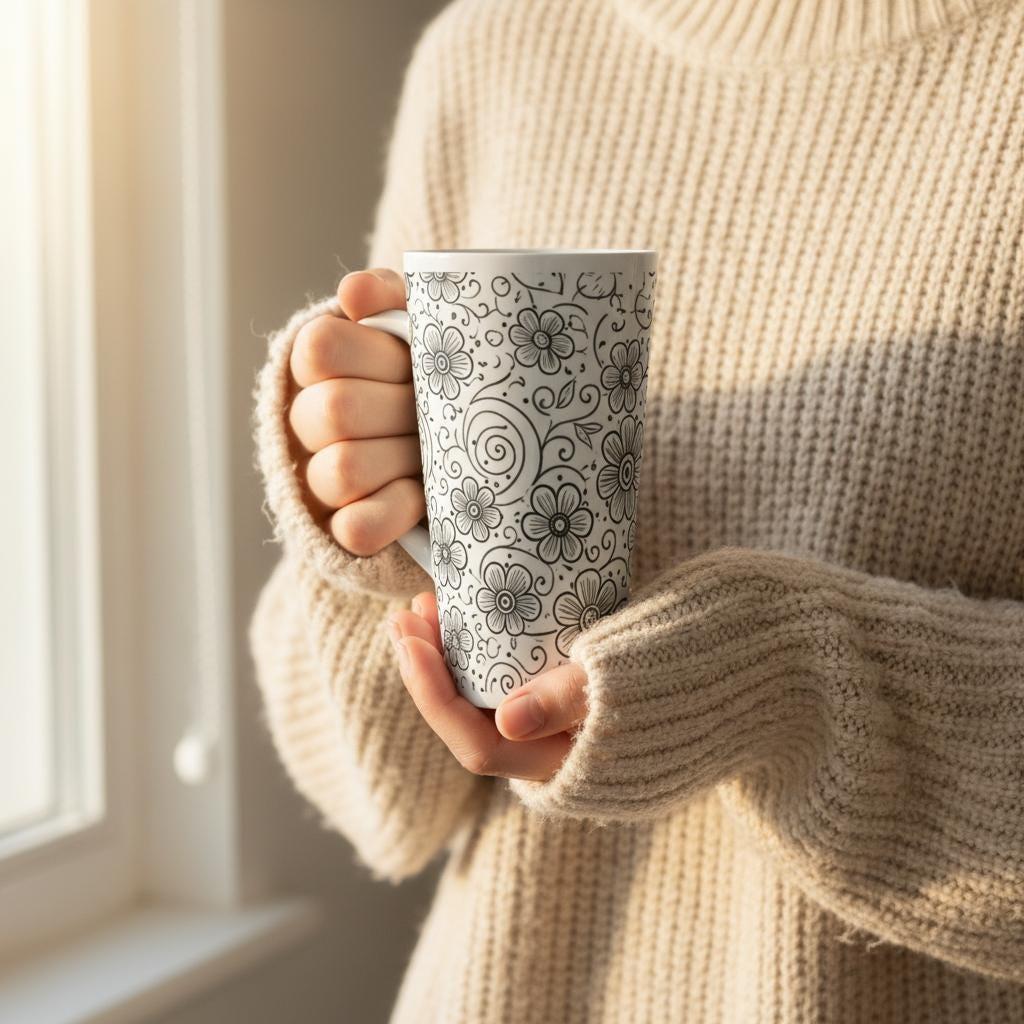 Latte 17oz Ceramic Mug - Coffee or Tea Cup, Extra Tall