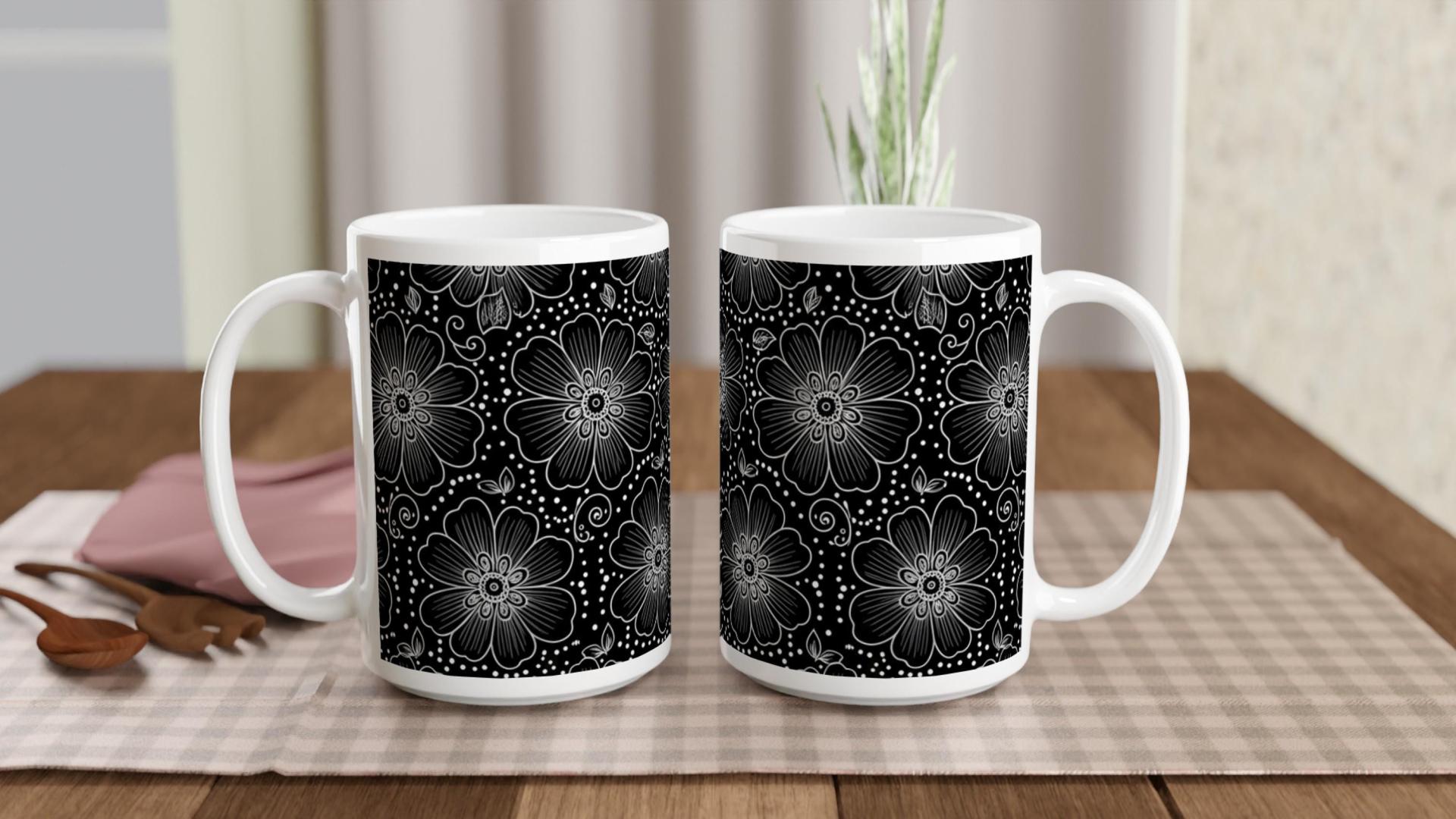 Floral Cups -  Large and Small Ceramic Mugs