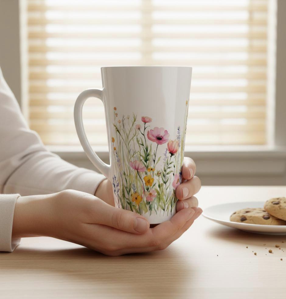 Latte 17oz Ceramic Mug - Coffee or Tea Cup, Extra Tall