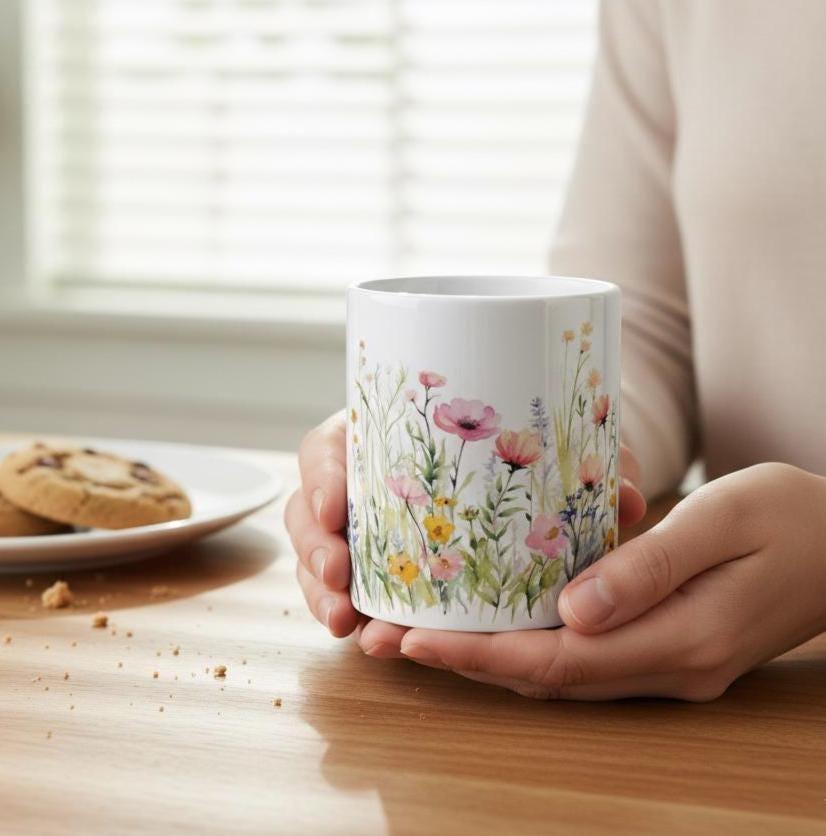 Floral Cups -  Large and Small Ceramic Mugs