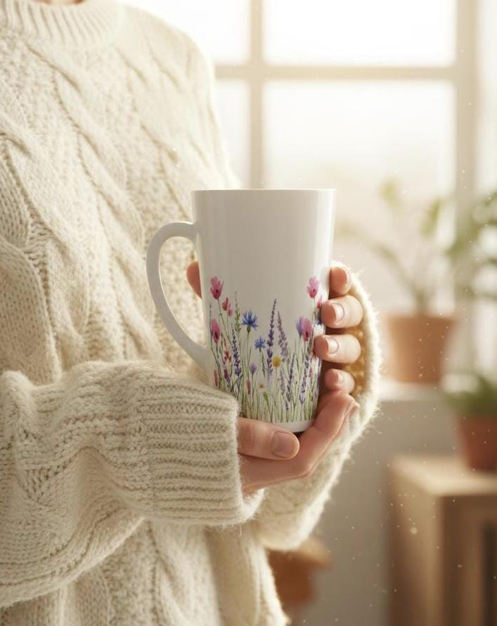 Latte 17oz Ceramic Mug - Coffee or Tea Cup, Extra Tall