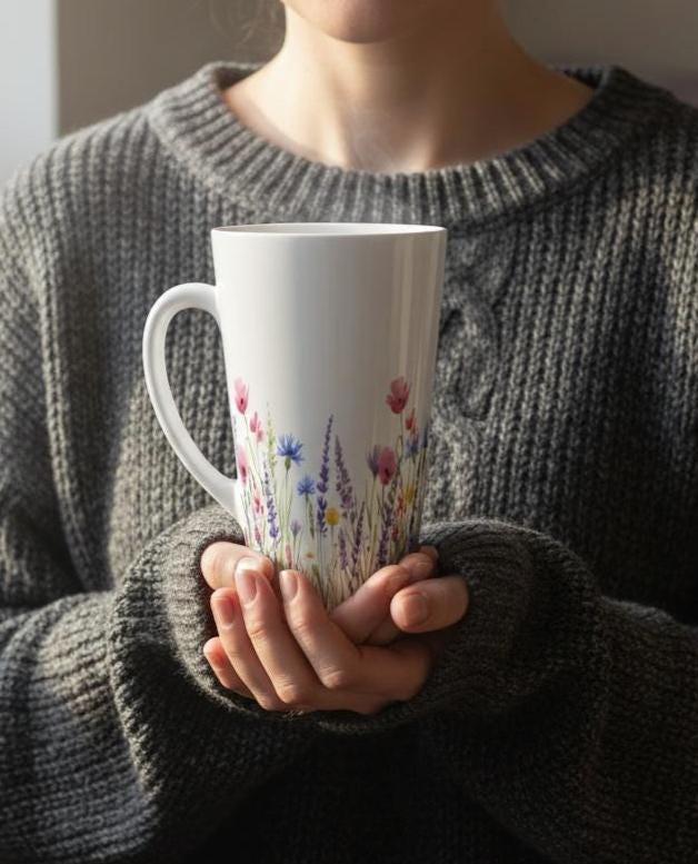 Latte 17oz Ceramic Mug - Coffee or Tea Cup, Extra Tall