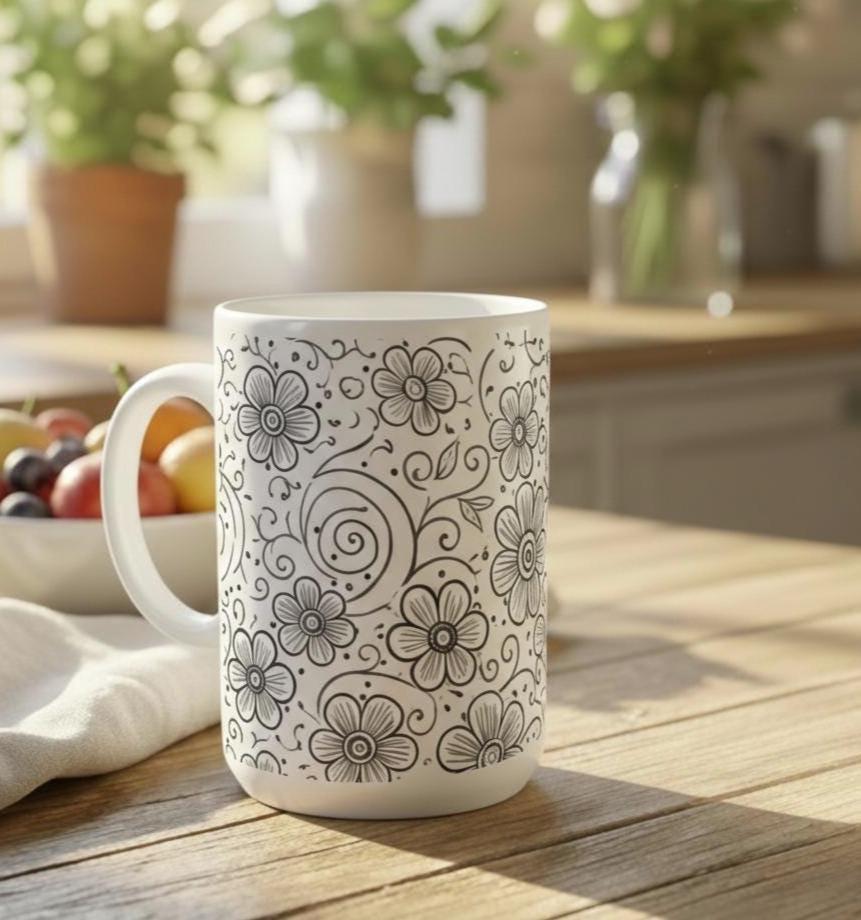 Floral Cups -  Large and Small Ceramic Mugs