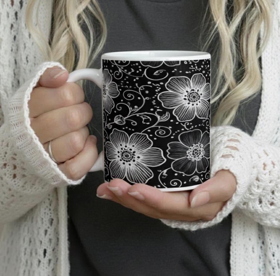 Floral Cups -  Large and Small Ceramic Mugs