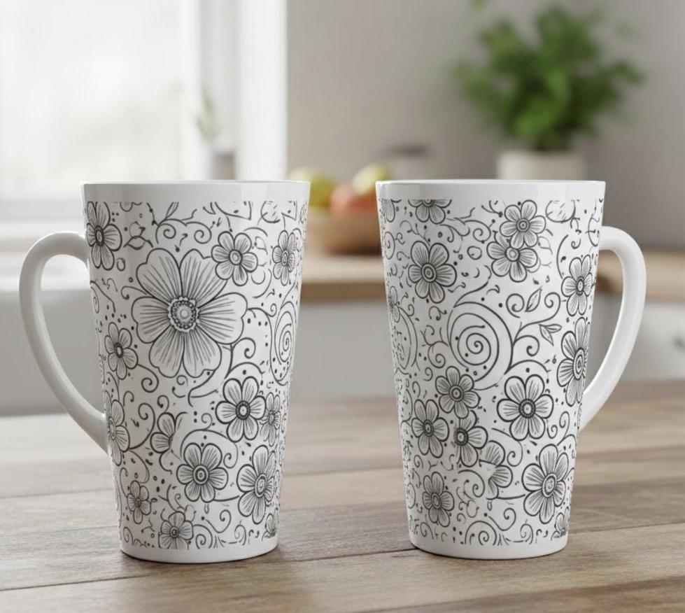 Latte 17oz Ceramic Mug - Coffee or Tea Cup, Extra Tall