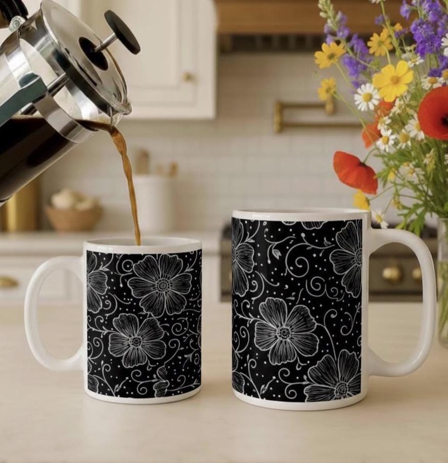 Floral Cups -  Large and Small Ceramic Mugs