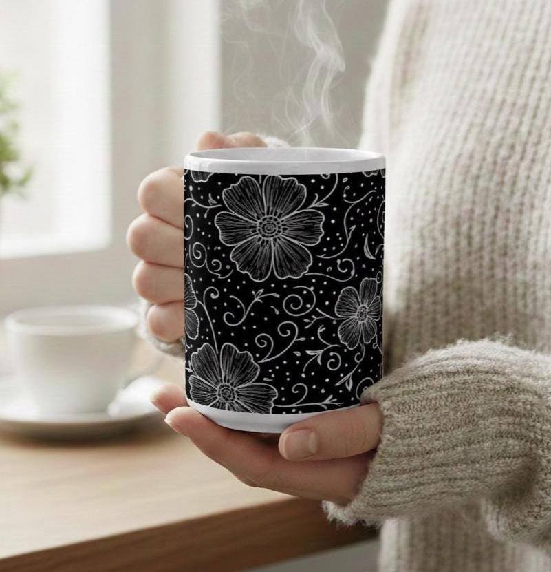 Floral Cups -  Large and Small Ceramic Mugs