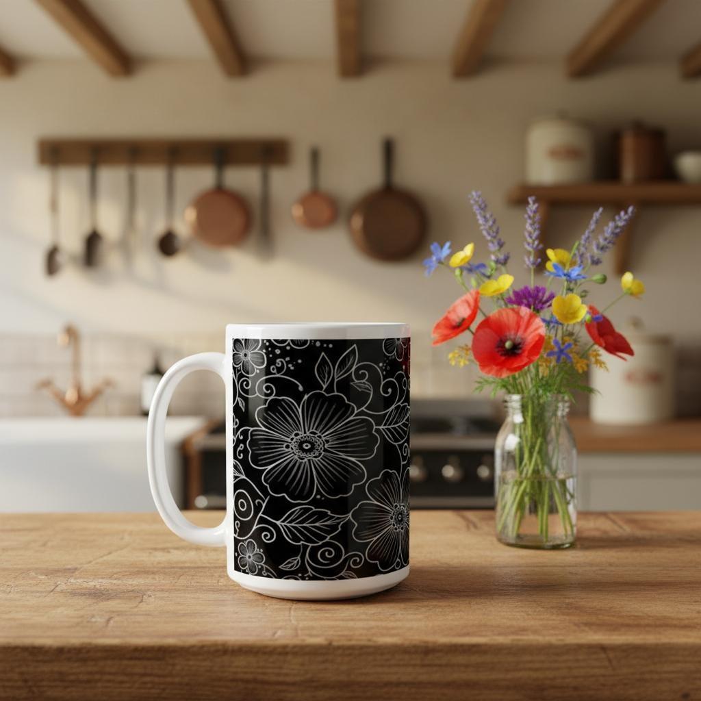 Floral Cups -  Large and Small Ceramic Mugs