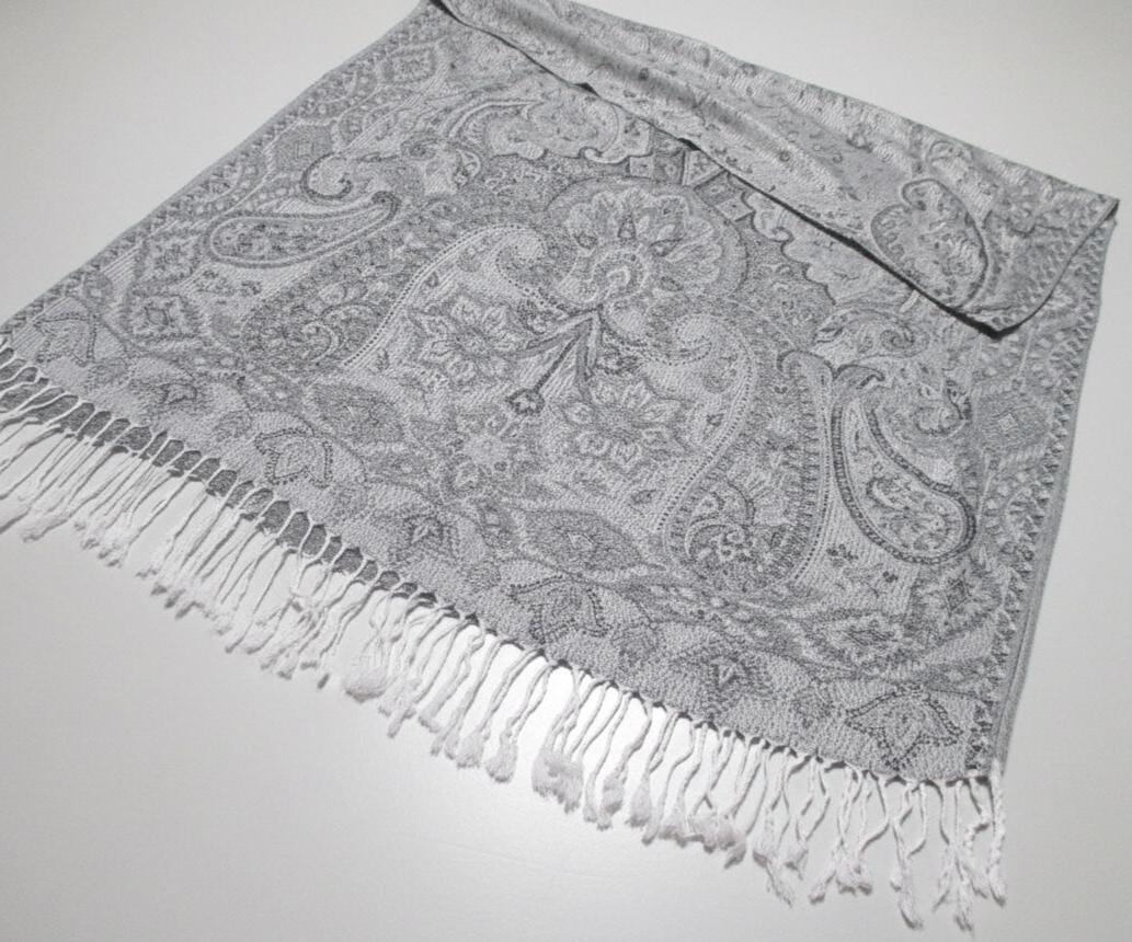 Reversible Soft Pashmina Shawl & Scarf for Women, Jacquard Brocade, Shawl, Sarong or Head Wraps