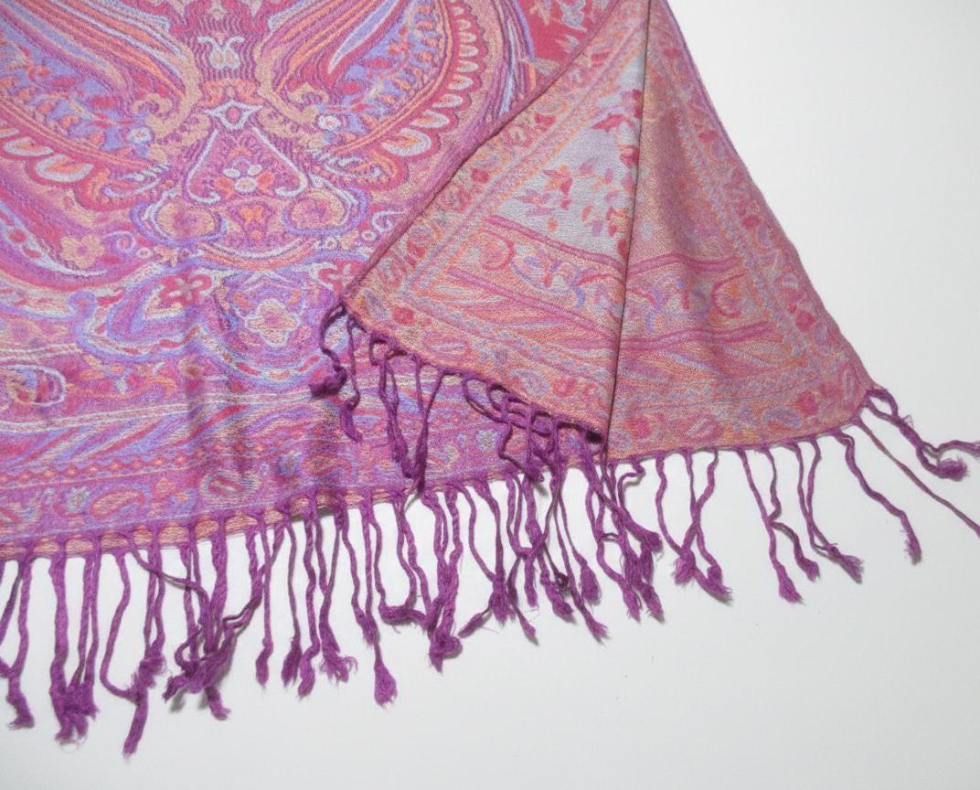 Reversible Soft Pashmina Shawl & Scarf for Women, Jacquard Brocade, Shawl, Sarong or Head Wraps