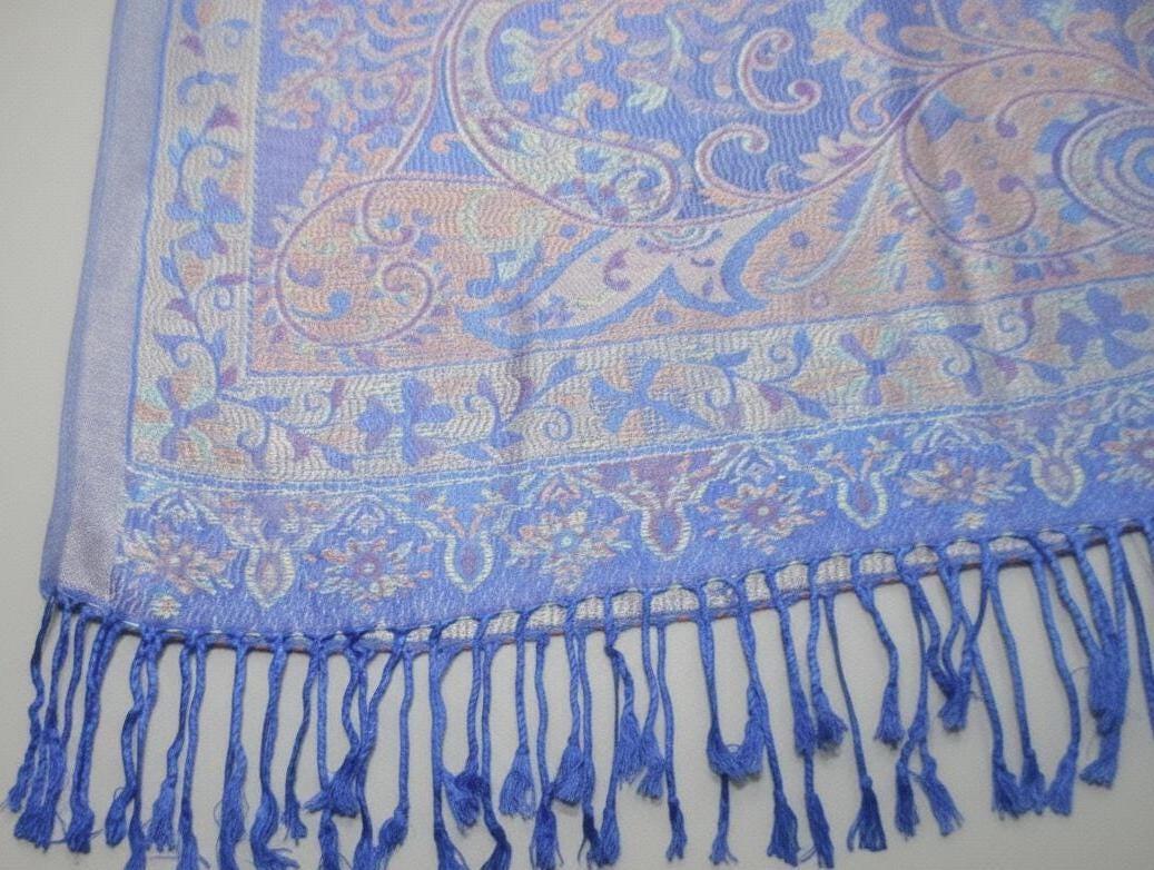 Reversible Soft Pashmina Shawl & Scarf for Women, Jacquard Brocade, Shawl, Sarong or Head Wraps