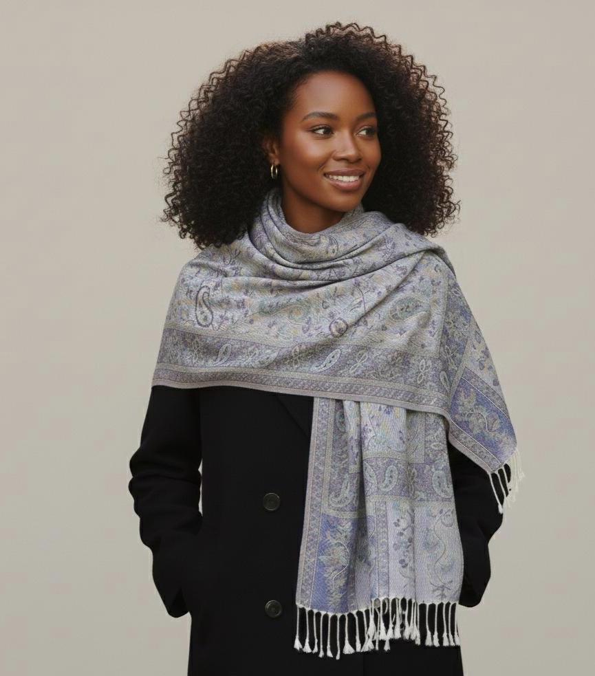 Soft Pashmina Shawl & Scarf for Women, Jacquard Brocade, Shawl, Sarong or Head Wraps