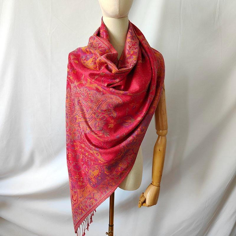 Reversible Soft Pashmina Shawl & Scarf for Women, Jacquard Brocade, Shawl, Sarong or Head Wraps