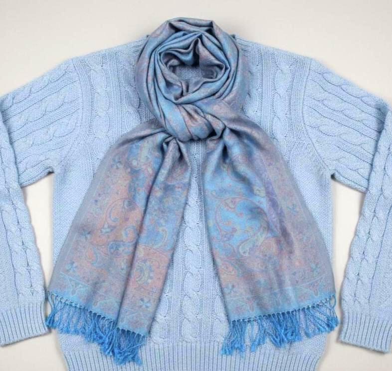 Reversible Soft Pashmina Shawl & Scarf for Women, Jacquard Brocade, Shawl, Sarong or Head Wraps