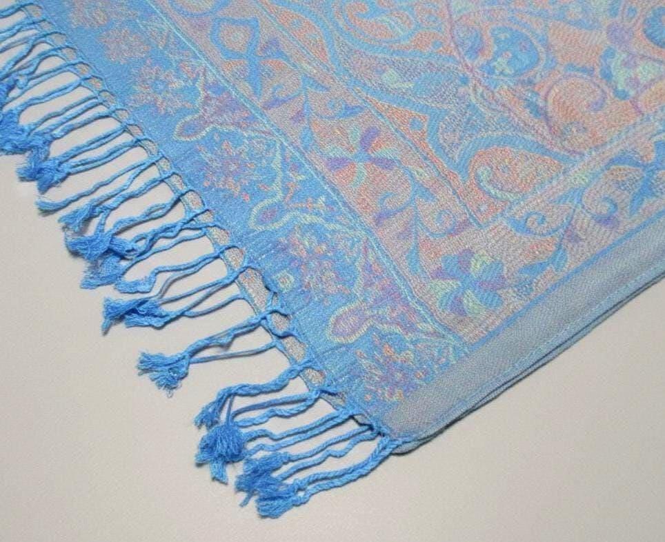 Reversible Soft Pashmina Shawl & Scarf for Women, Jacquard Brocade, Shawl, Sarong or Head Wraps