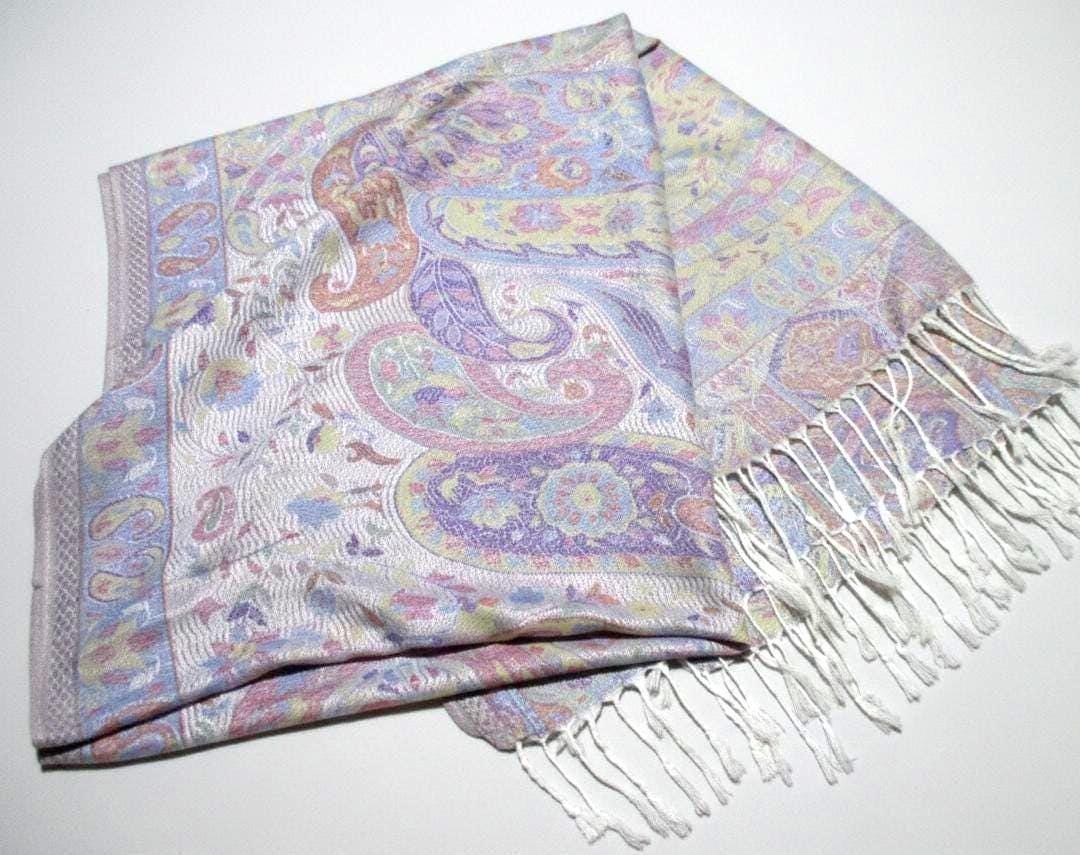 Soft Pashmina Shawl & Scarf for Women, Jacquard Brocade, Shawl, Sarong or Head Wraps