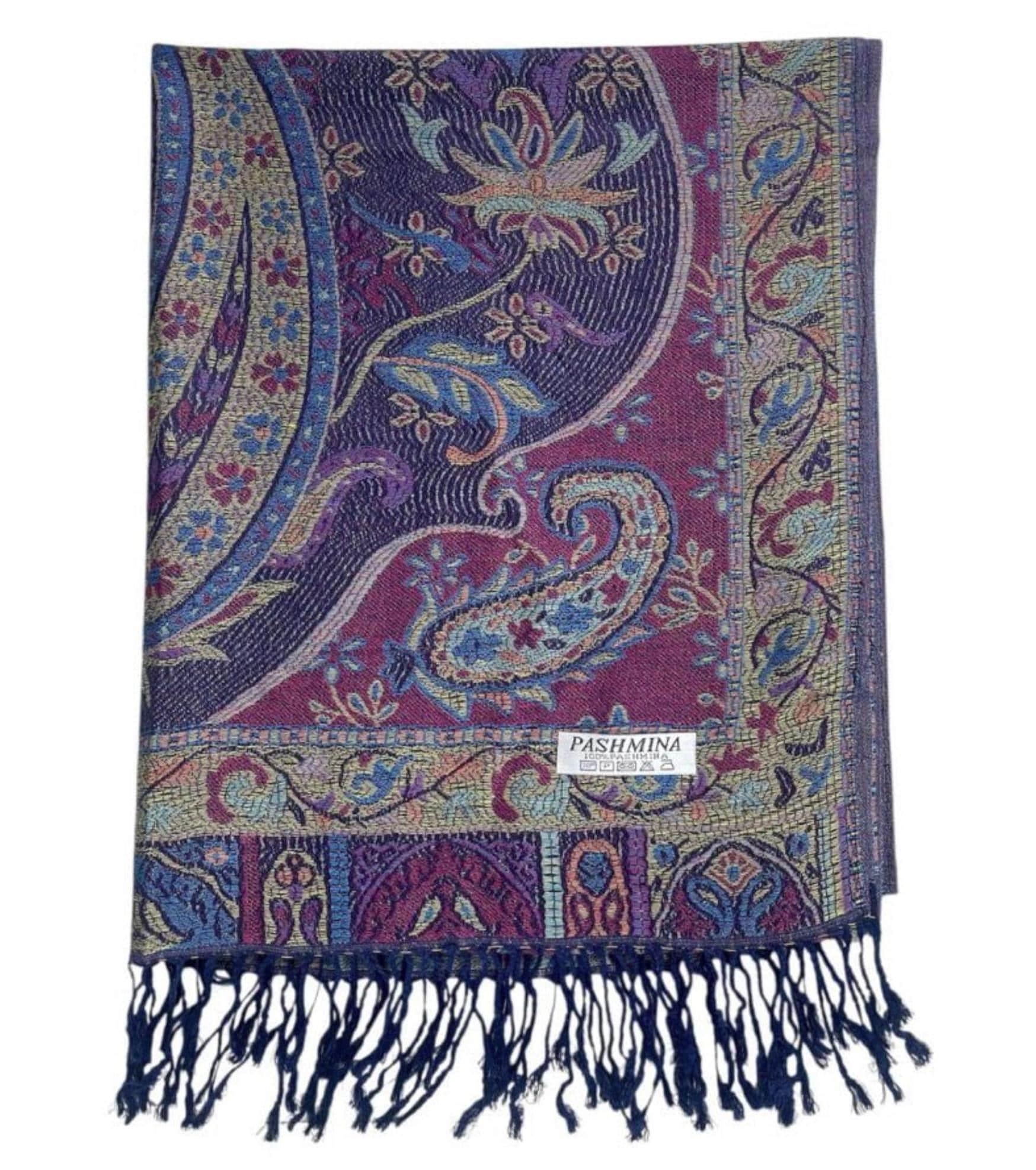 Reversible Soft Pashmina Shawl & Scarf for Women, Jacquard Brocade, Shawl, Sarong or Head Wraps