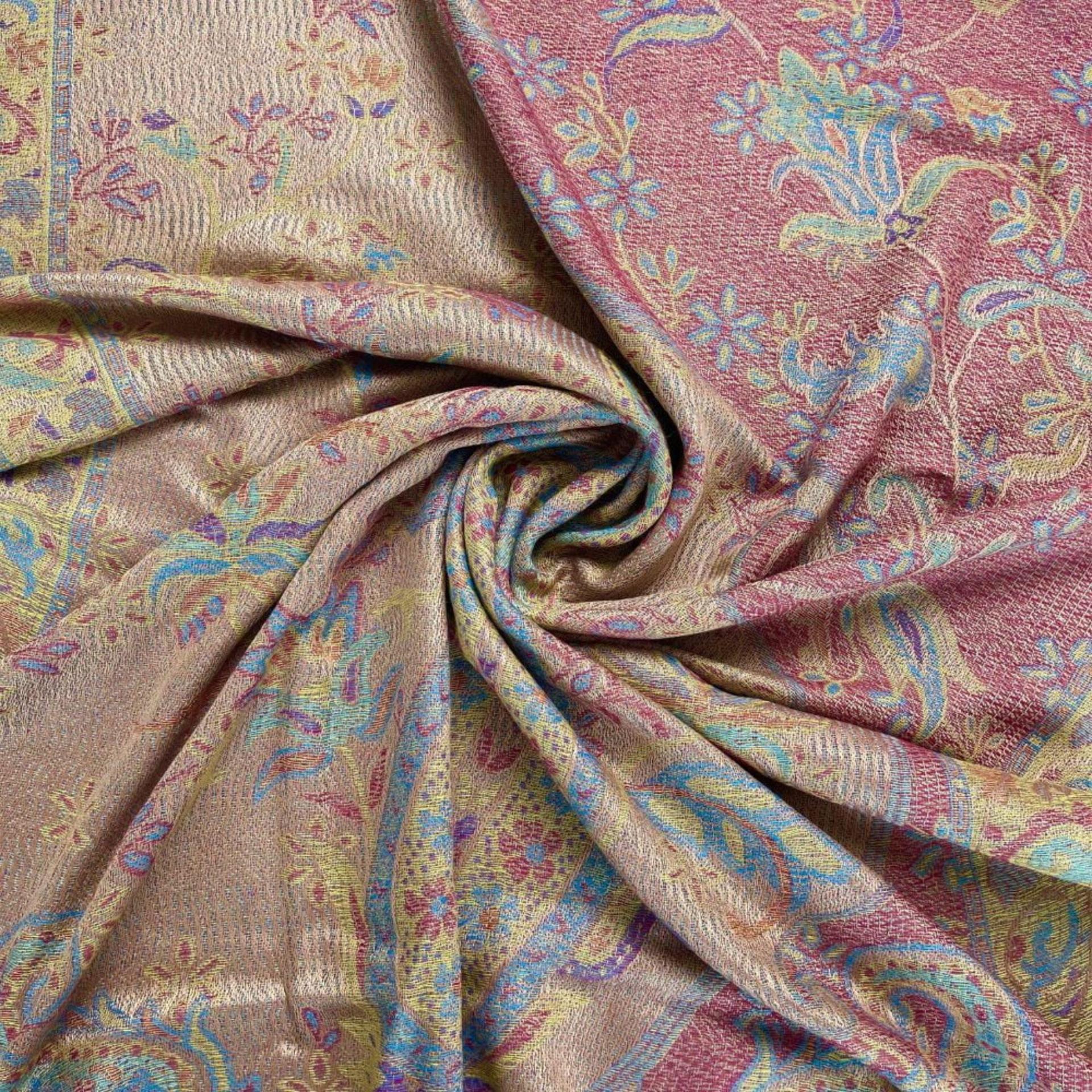 Reversible Soft Pashmina Shawl & Scarf for Women, Jacquard Brocade, Shawl, Sarong or Head Wraps