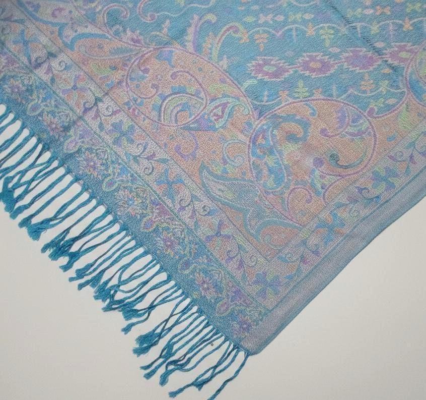 Reversible Soft Pashmina Shawl & Scarf for Women, Jacquard Brocade, Shawl, Sarong or Head Wraps