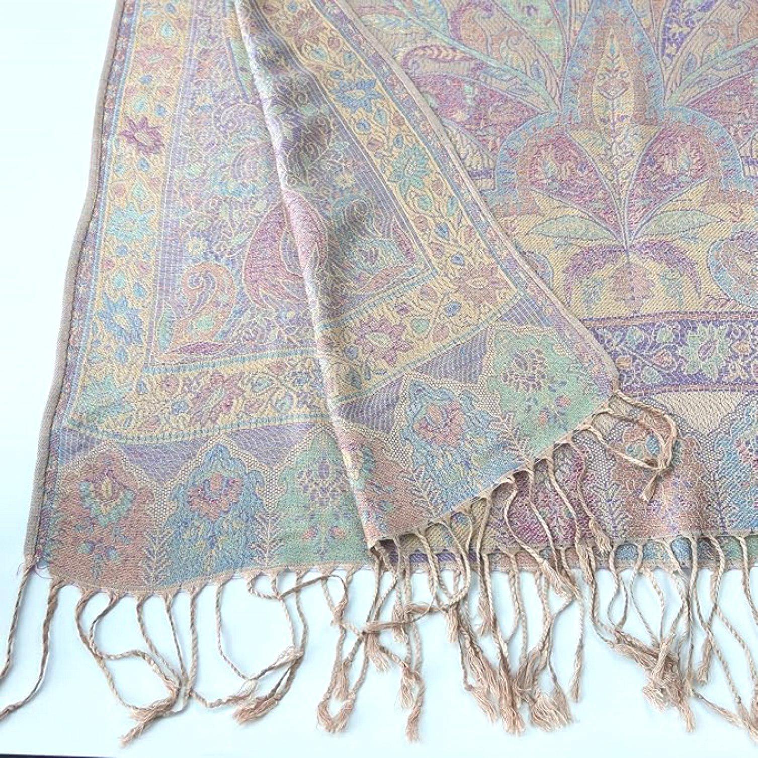 Soft Pashmina Shawl & Scarf for Women, Jacquard Brocade, Shawl, Sarong or Head Wraps