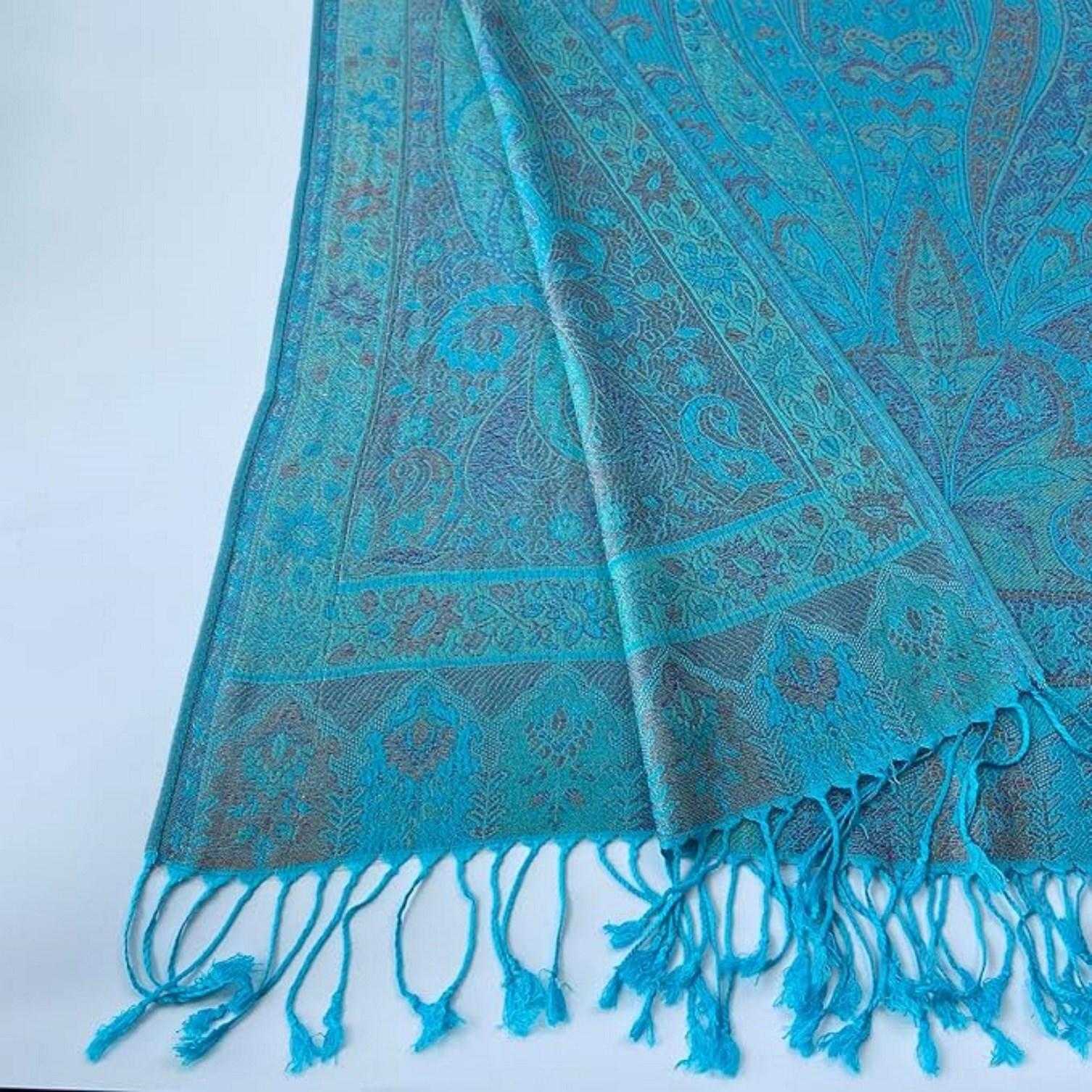 Reversible Soft Pashmina Shawl & Scarf for Women, Jacquard Brocade, Shawl, Sarong or Head Wraps