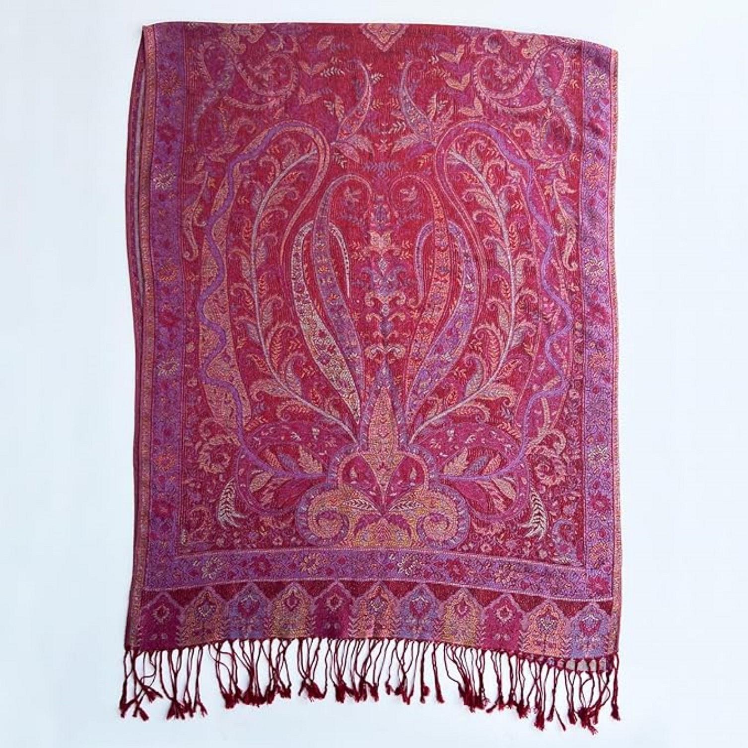 Reversible Soft Pashmina Shawl & Scarf for Women, Jacquard Brocade, Shawl, Sarong or Head Wraps