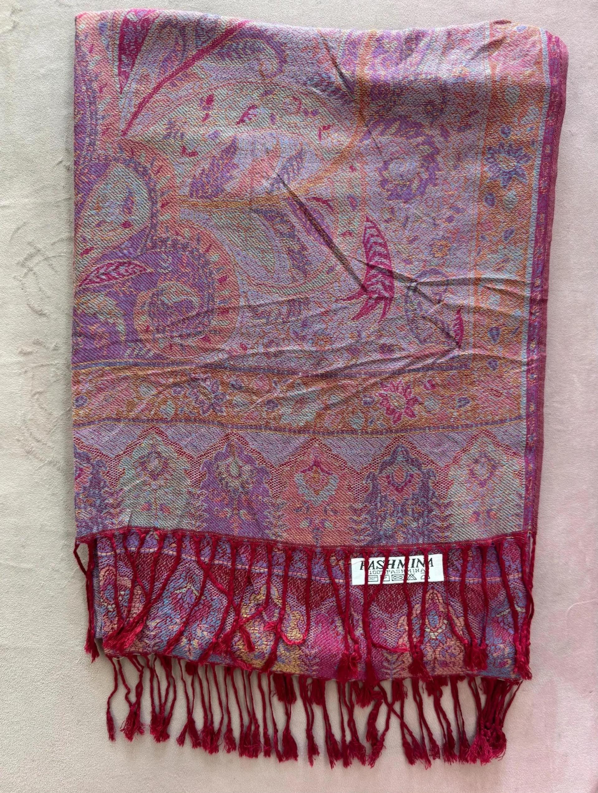 Reversible Soft Pashmina Shawl & Scarf for Women, Jacquard Brocade, Shawl, Sarong or Head Wraps