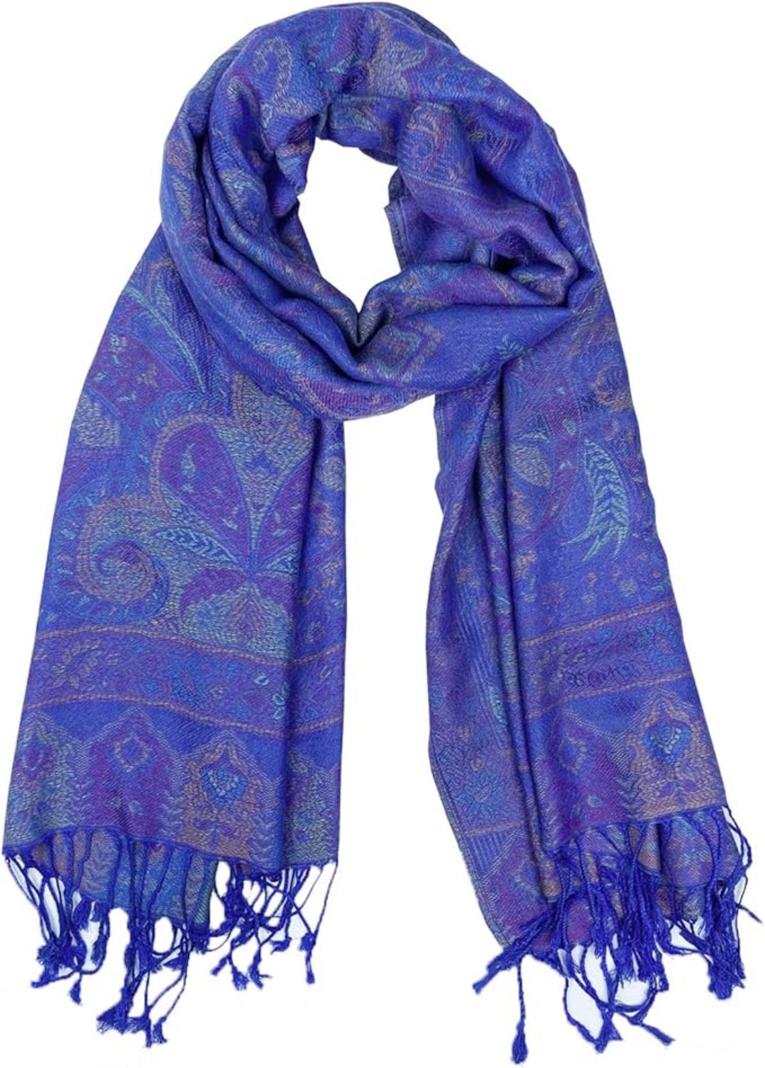 Reversible Soft Pashmina Shawl & Scarf for Women, Jacquard Brocade, Shawl, Sarong or Head Wraps