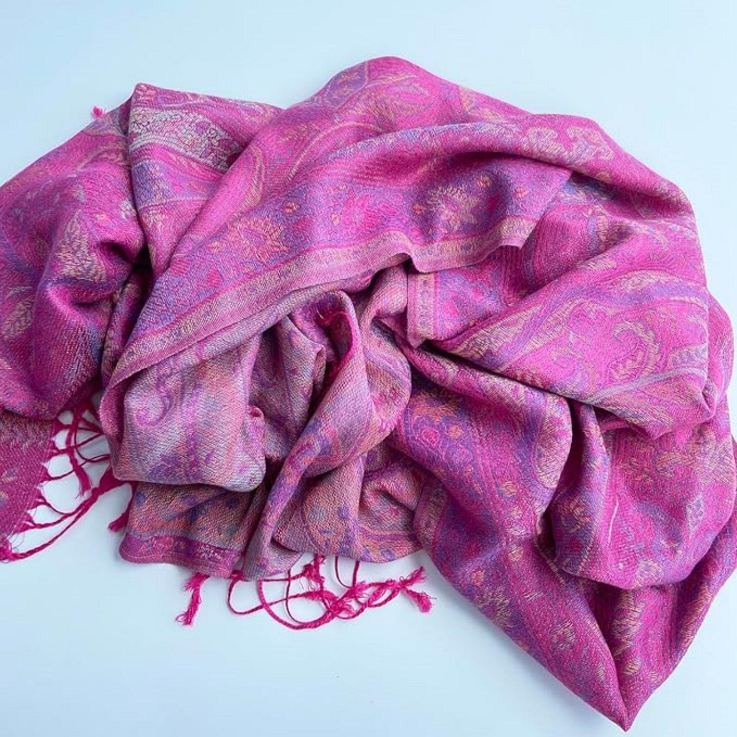 Reversible Soft Pashmina Shawl & Scarf for Women, Jacquard Brocade, Shawl, Sarong or Head Wraps