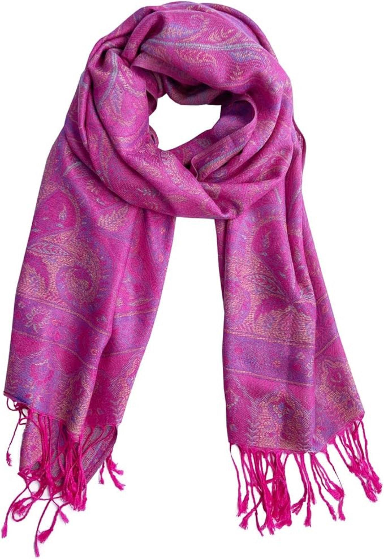 Reversible Soft Pashmina Shawl & Scarf for Women, Jacquard Brocade, Shawl, Sarong or Head Wraps