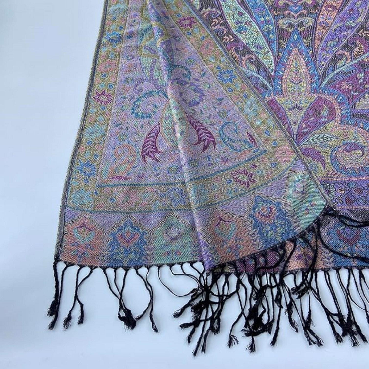 Reversible Soft Pashmina Shawl & Scarf for Women, Jacquard Brocade, Shawl, Sarong or Head Wraps