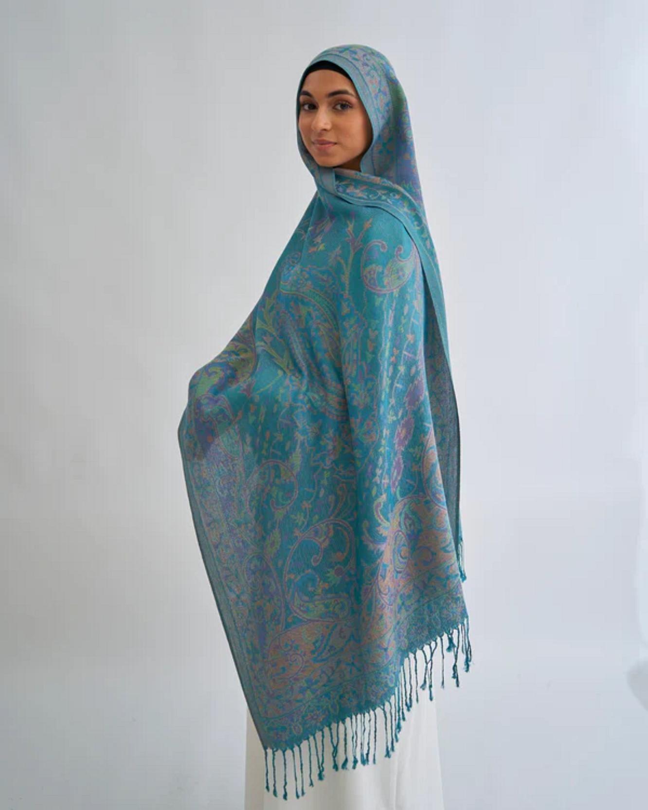 Reversible Soft Pashmina Shawl & Scarf for Women, Jacquard Brocade, Shawl, Sarong or Head Wraps