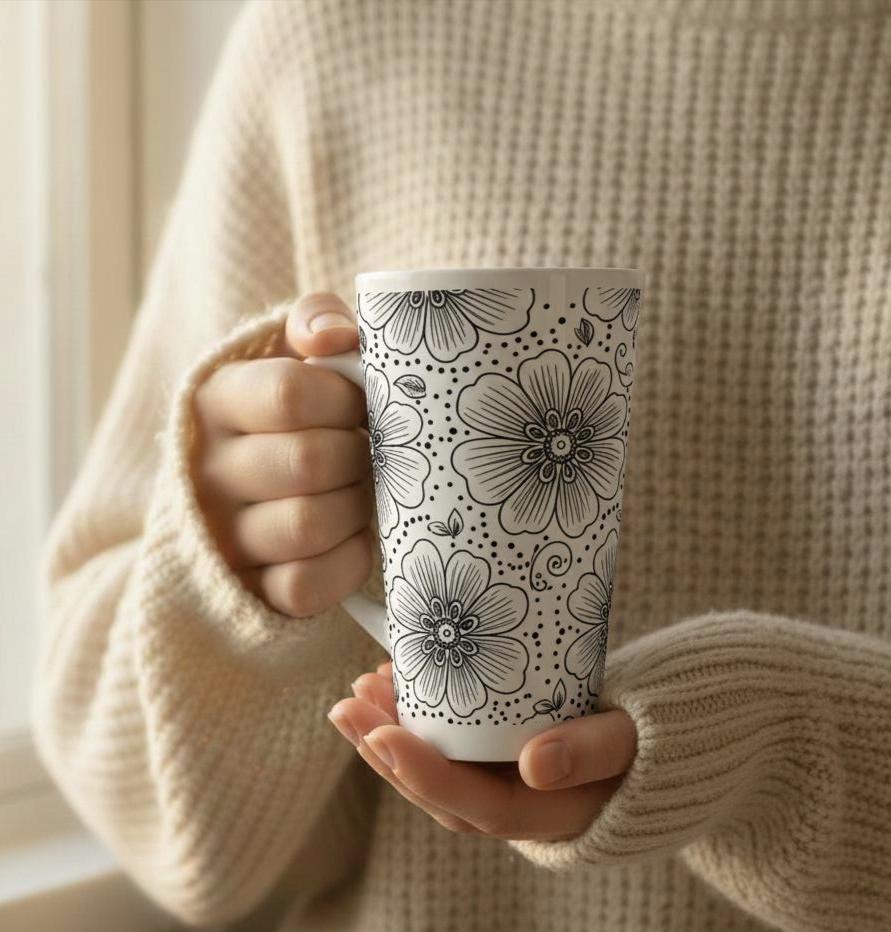 Latte 17oz Ceramic Mug - Coffee or Tea Cup, Extra Tall