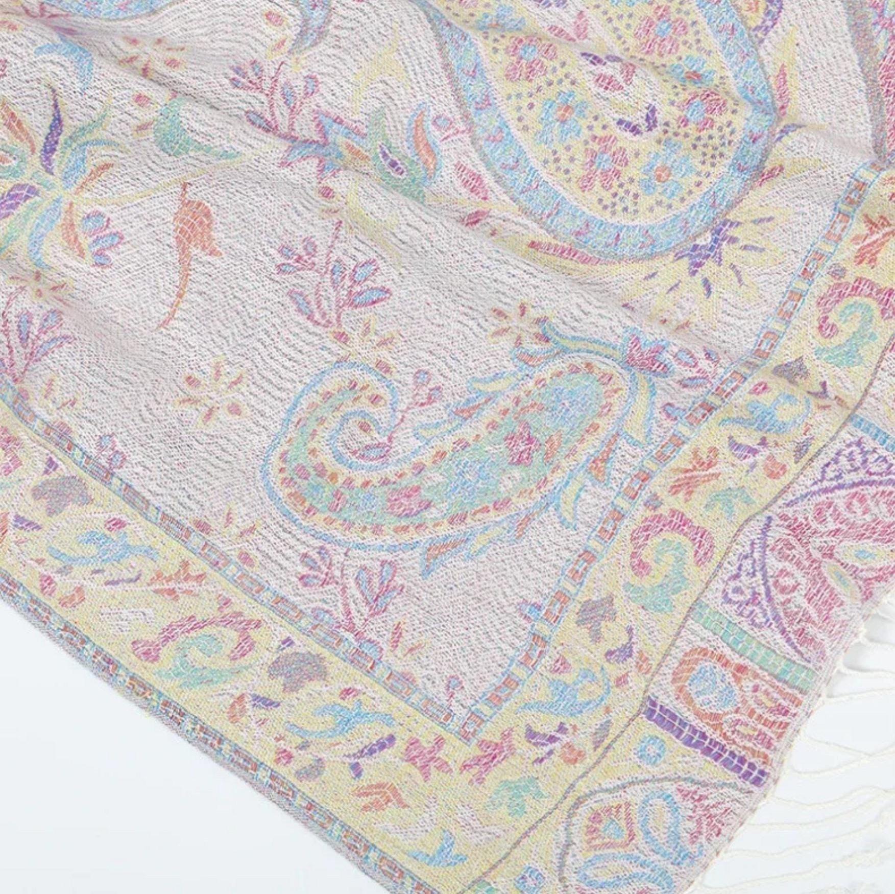 Soft Pashmina Shawl & Scarf for Women, Jacquard Brocade, Shawl, Sarong or Head Wraps