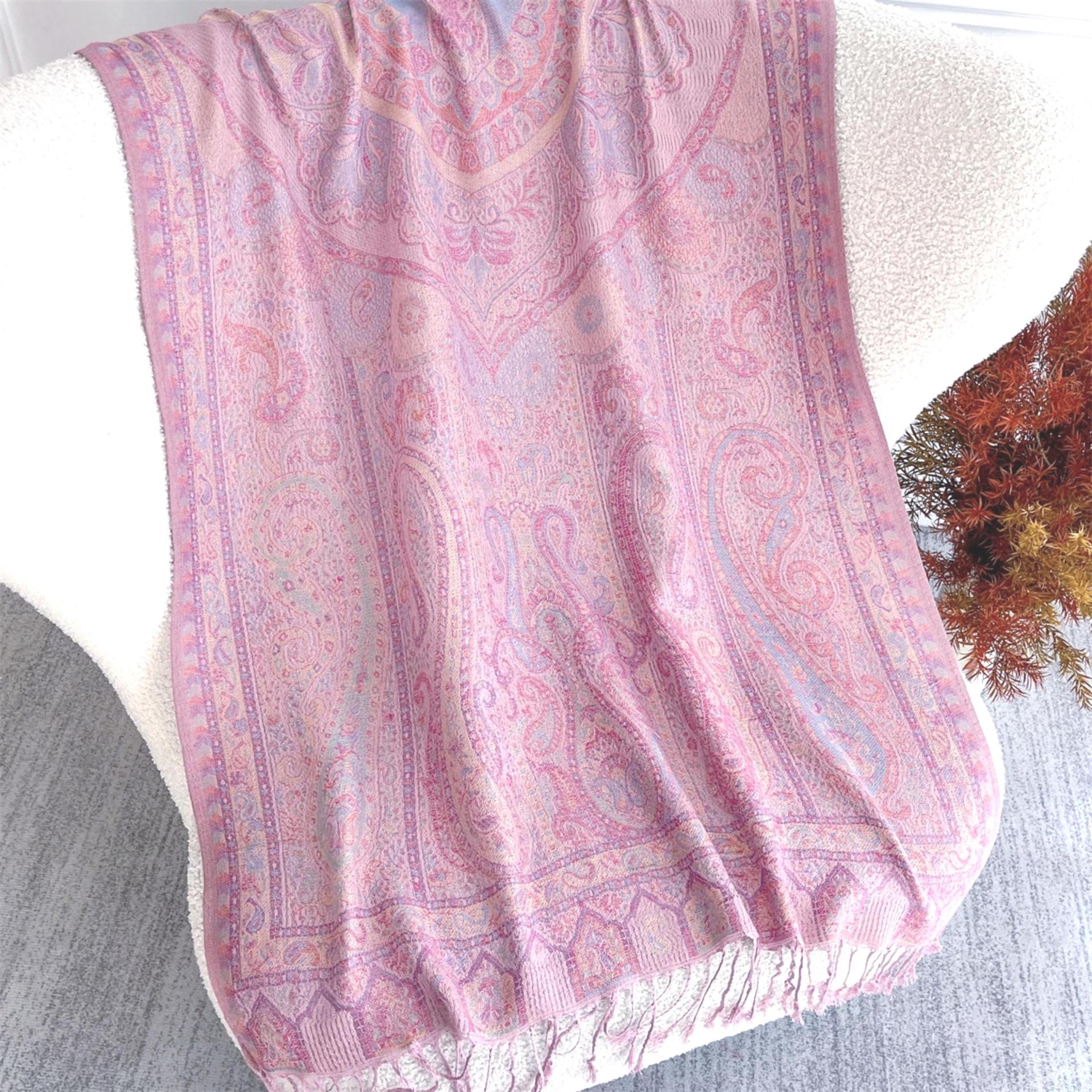 Soft Pashmina Shawl & Scarf for Women, Jacquard Brocade, Shawl, Sarong or Head Wraps