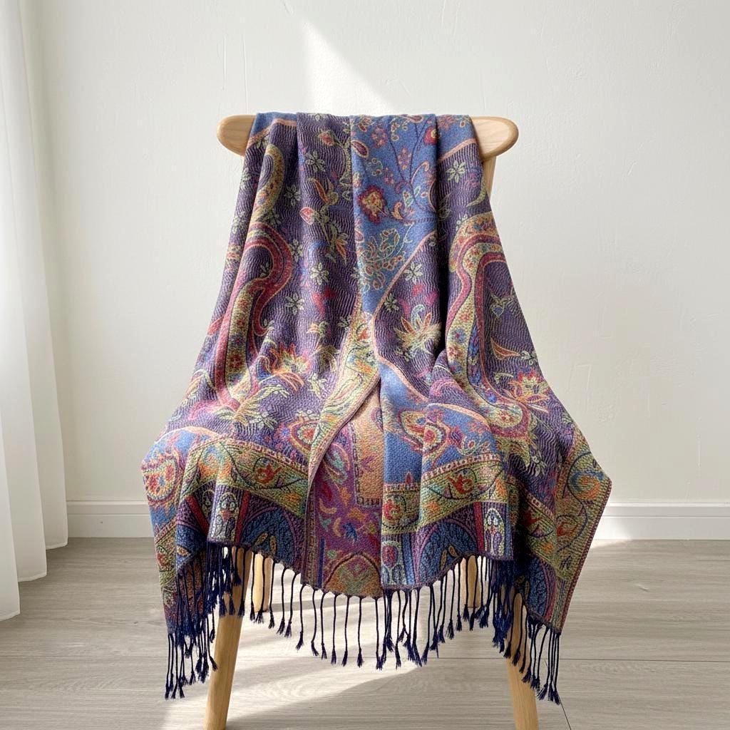 Soft Pashmina Shawl & Scarf for Women, Jacquard Brocade, Shawl, Sarong or Head Wraps